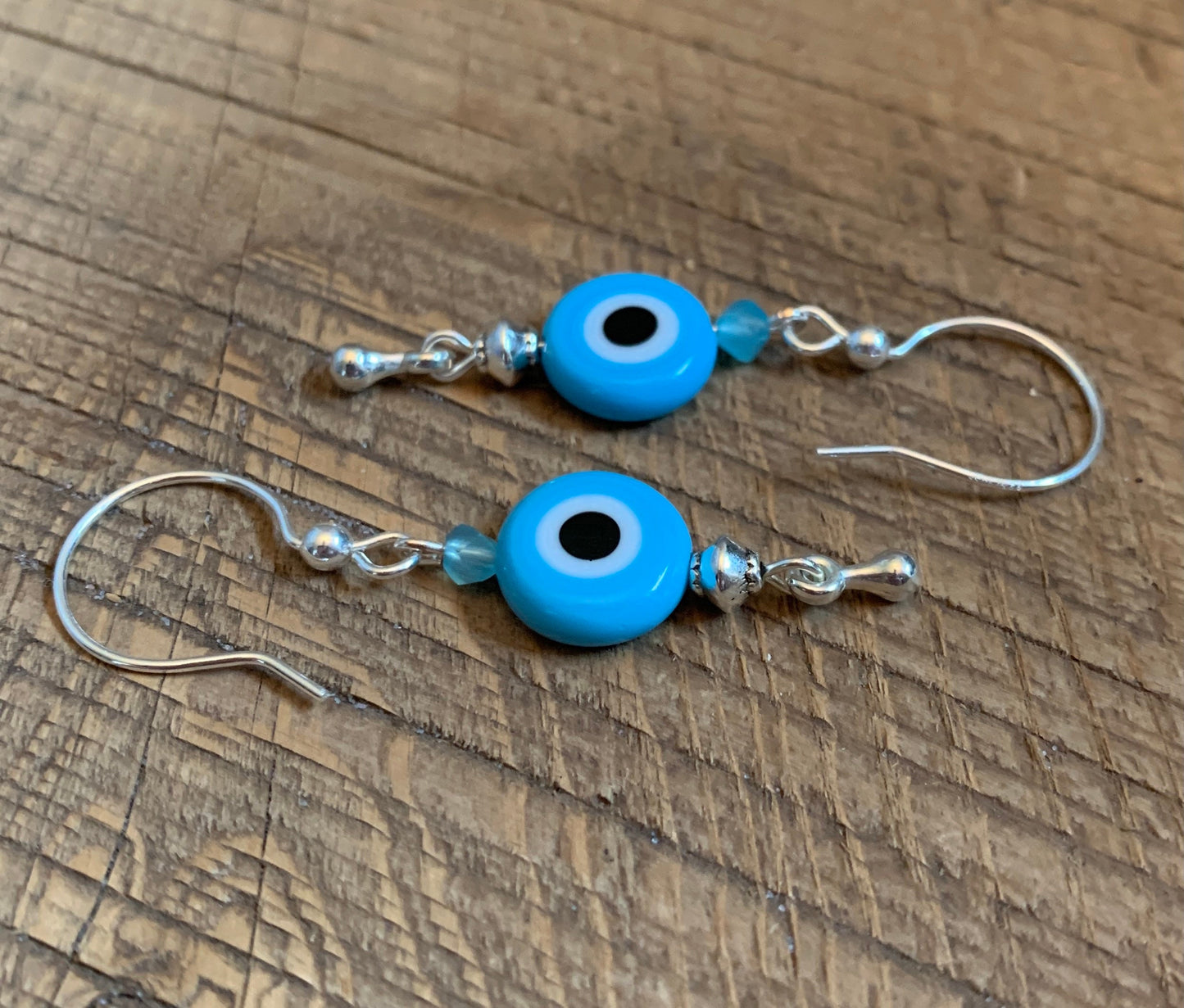 SariBlue® Baby Blue Evil Eye Dangle Earrings