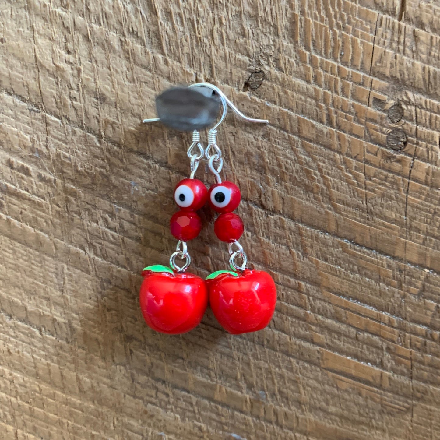 SariBlue® Red Apple and Evil Eye Earrings