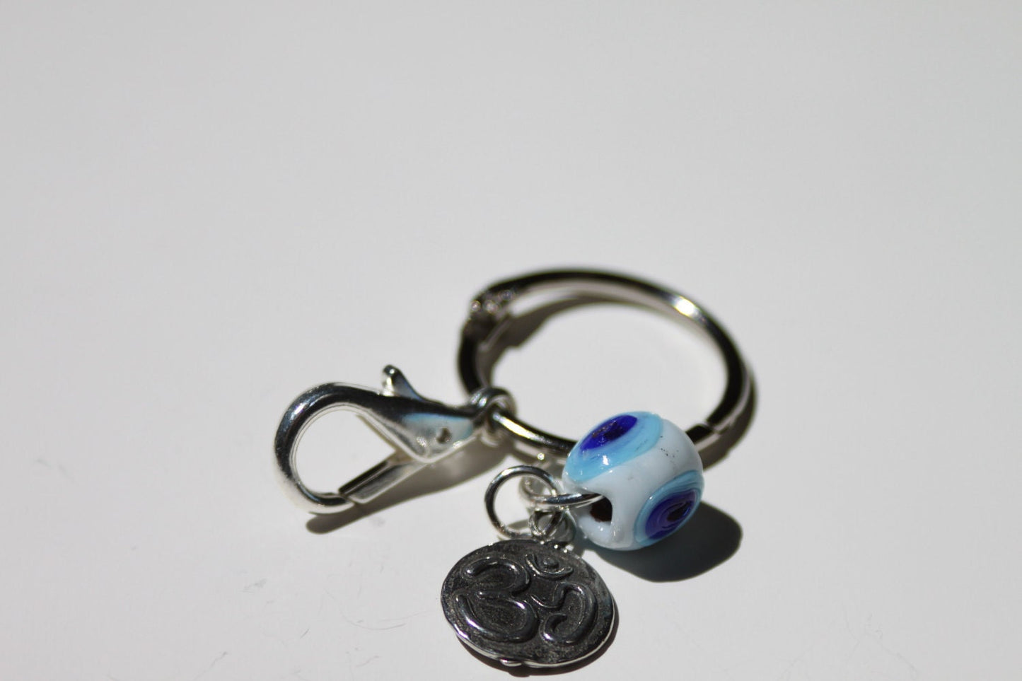 SariBlue® Om Charm Keychain with Evil Eye Bead