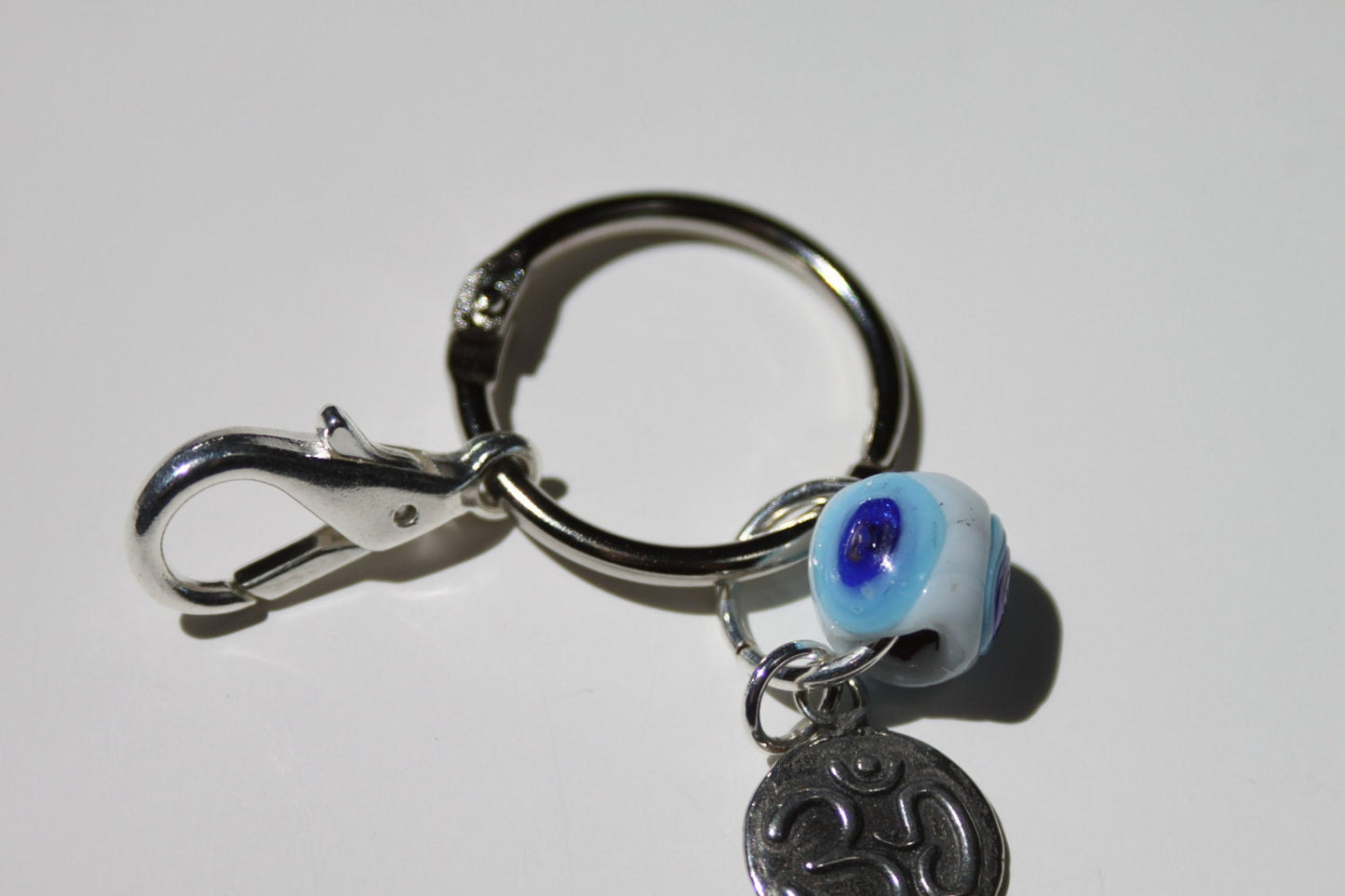 SariBlue® Om Charm Keychain with Evil Eye Bead