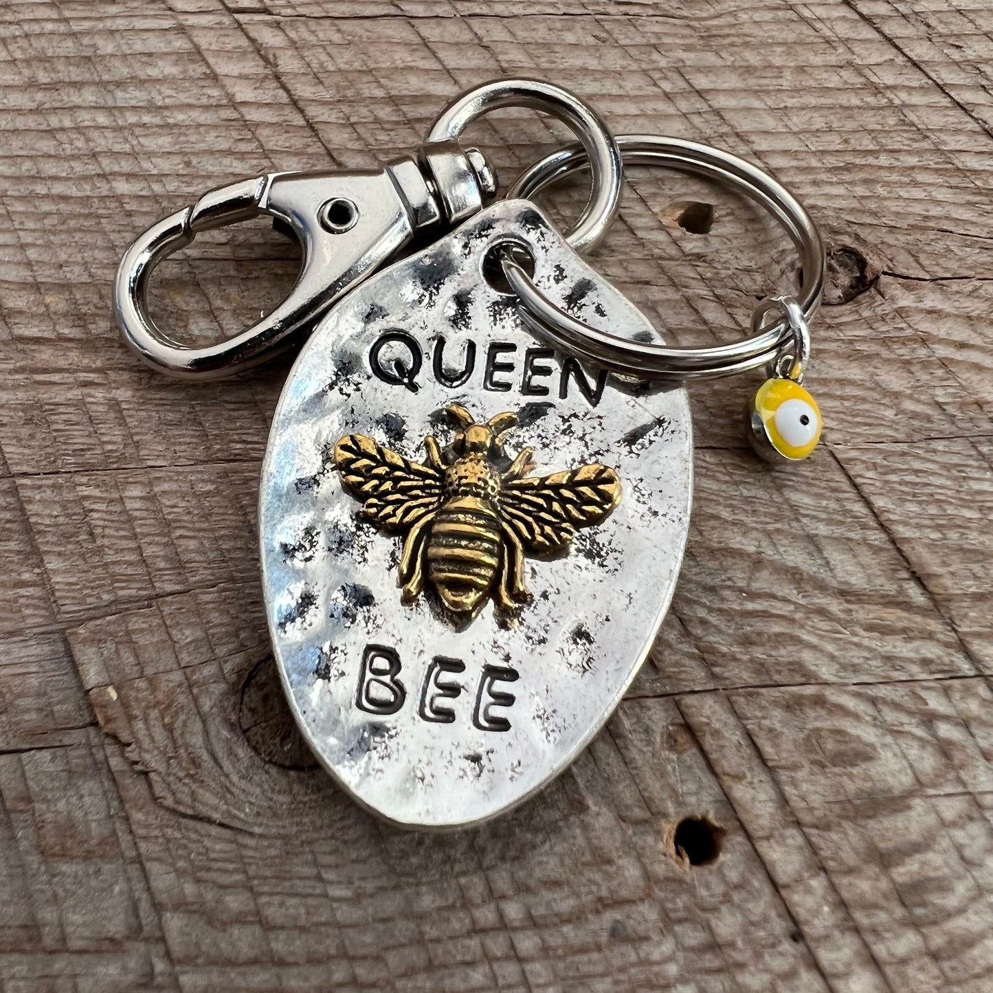 SariBlue® Queen Bee Charm and Evil Eye Keychain