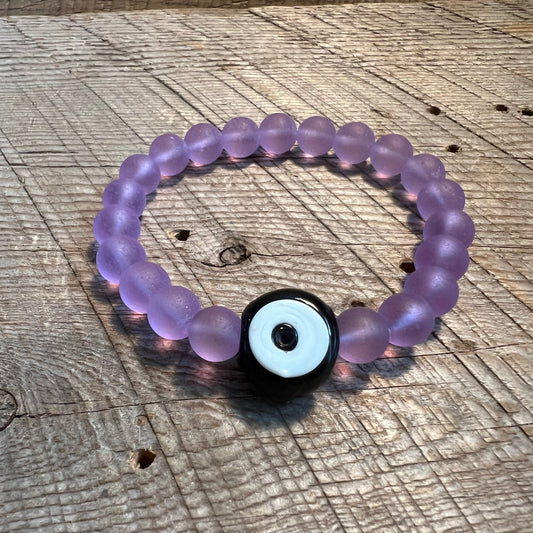 SariBlue®️ Lilac Cultured Seaglass Evil Eye Bracelets