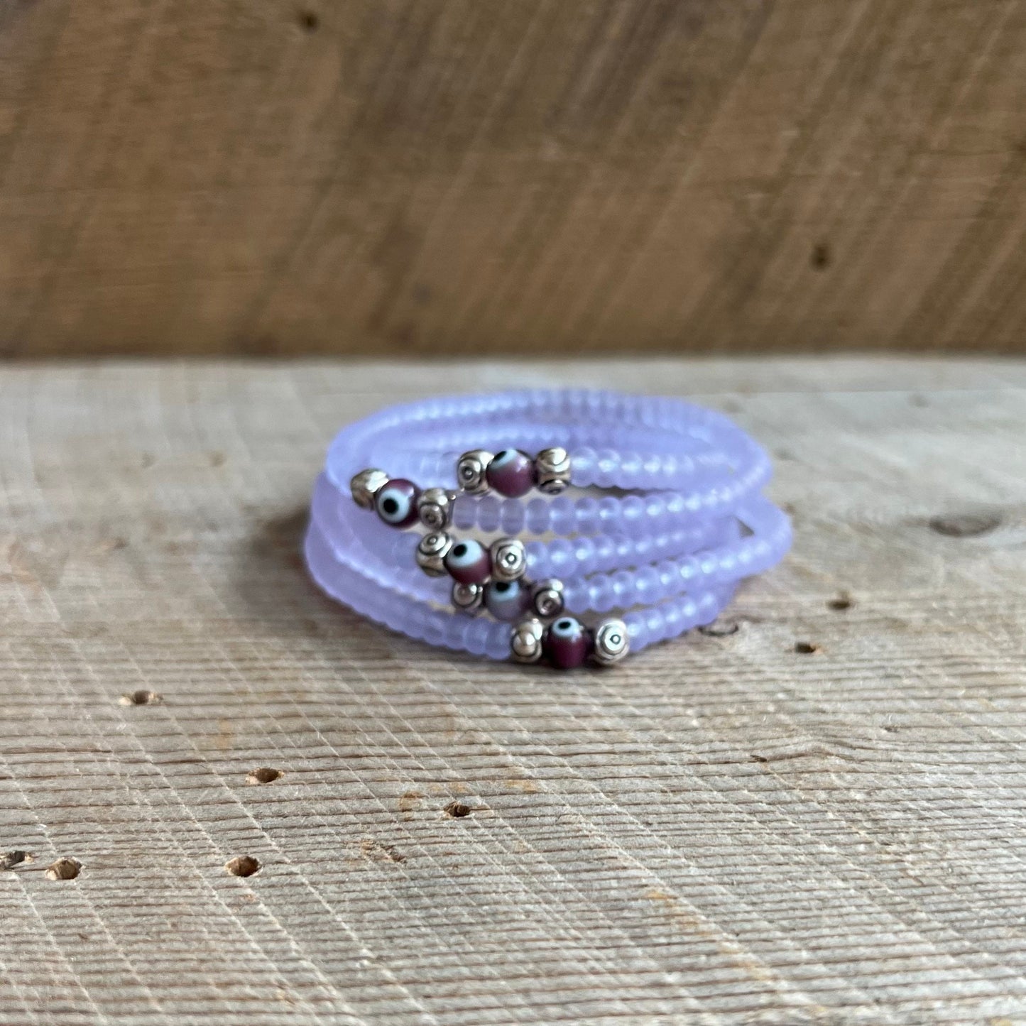 SariBlue®️ Cultured Seaglass Evil Eye Bracelet - Lavender MINI
